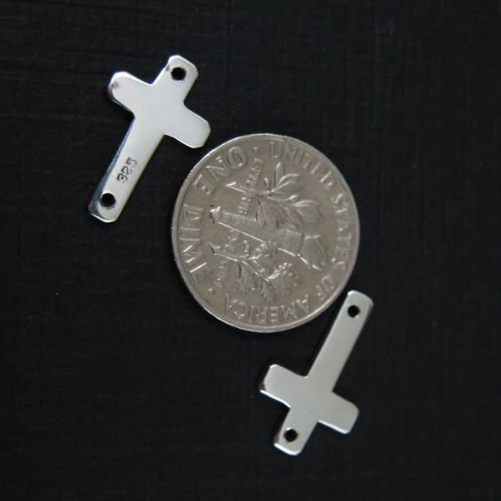 Wholesale Sterling Silver Small Cross Charm Connector, Charms and Pendants for Jewelry Making, Wholesale Findings