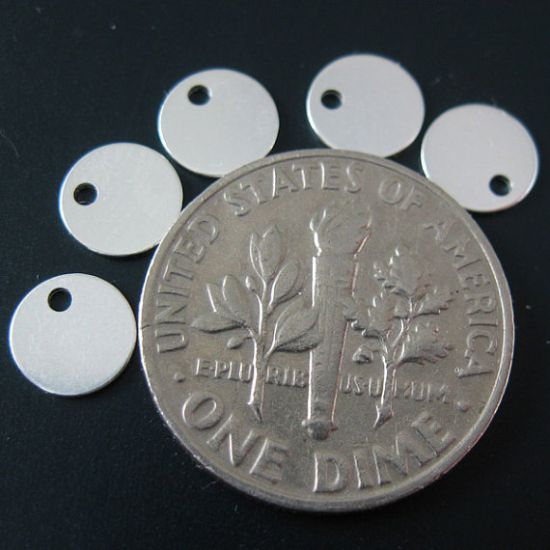 Wholesale Sterling Silver Round Tag 6mm (sold per 10 pcs)