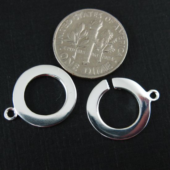 Wholesale Sterling Silver Fancy Double Ring Toggle - 15mm (1 set)