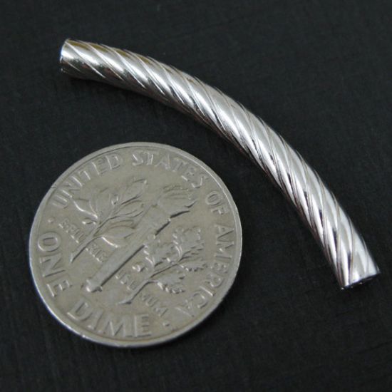Wholesale Sterling Silver Curved Textured Tube Bar Spacer 35mm for Jewelry Making, Wholesale Beads and Findings