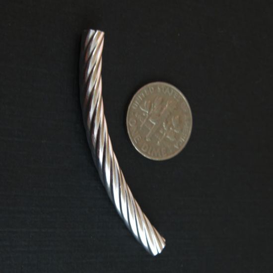 Wholesale Sterling Silver Curved Textured Tube Bar Spacer 50mm for Jewelry Making, Wholesale Beads and Findings