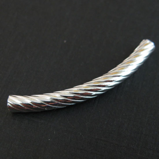 Wholesale Sterling Silver Curved Textured Tube Bar Spacer for Jewelry Making, Wholesale Beads and Findings