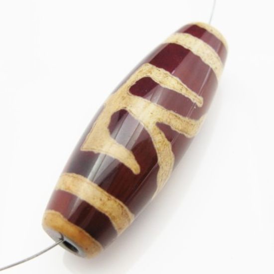 Wholesale Carnelian dZi bead - Olive Shape with Monseigneur Totem (1pc)