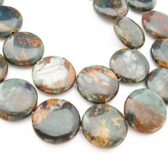 Wholesale Golden Green Turquoise Beads - 21mm Coin Shape (sold per strand)