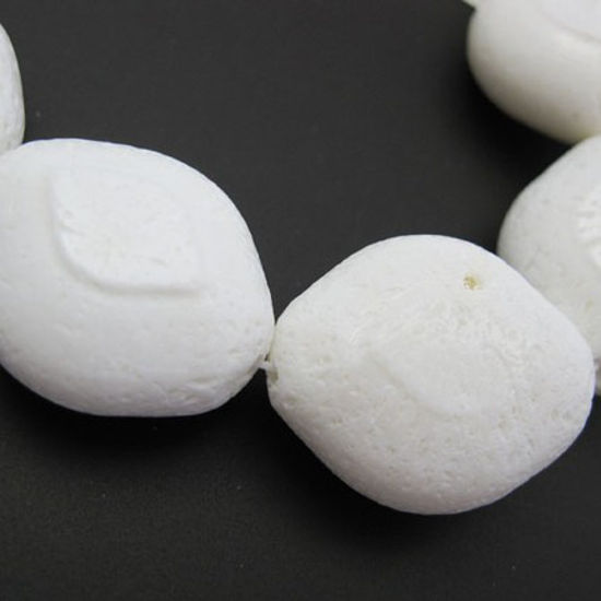Wholesale White Natural Coral Beads - Chunky Diamond Shape (Sold Per Strand)