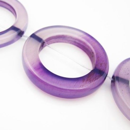 Wholesale Purple Nature Agate - Big 30mm Ring (sold per strand)