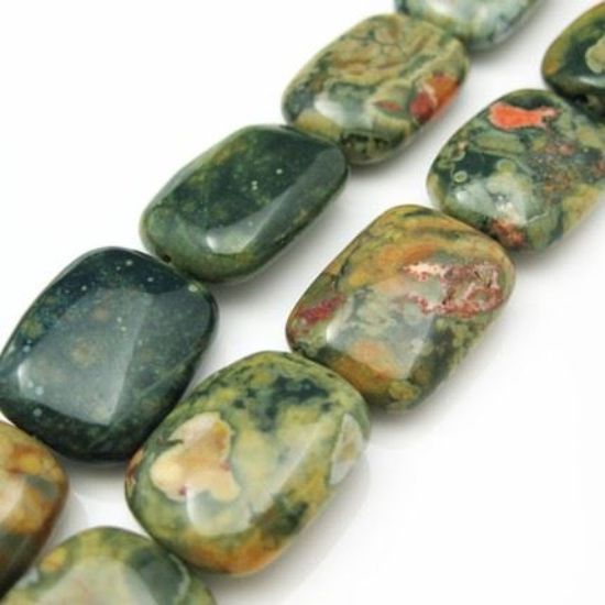 Wholesale Natural Rainforest Jasper Beads - 20x15mm Square Shape (sold per strand)