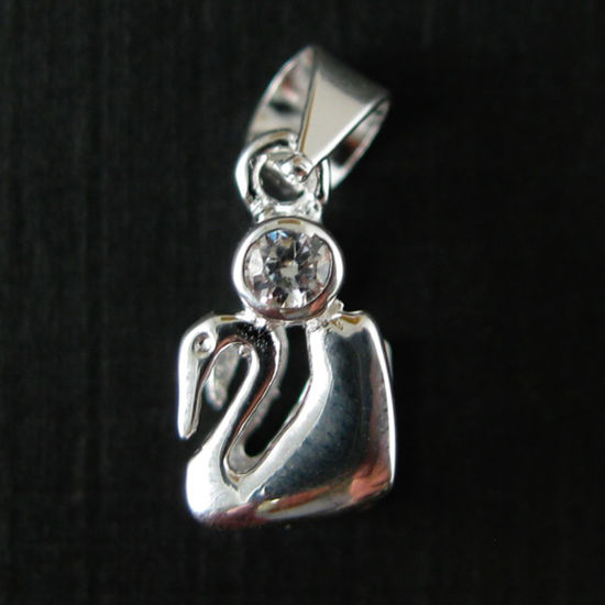 Wholesale Sterling Silver Swam Bail Connector with CZ Cubic Zirconia Stone, Wholesale Findings