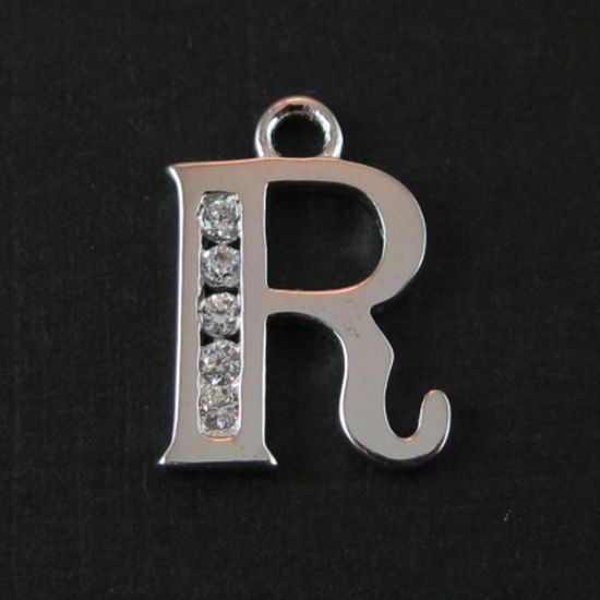 Wholesale Sterling Silver CZ Cubic Zirconia Letter Initial Charms and Pendants for Jewelry Making, Wholesale Findings