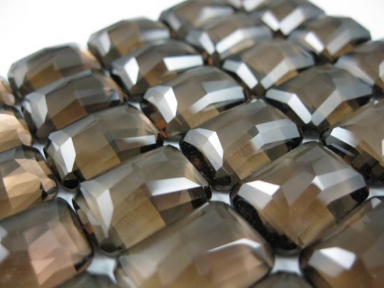 Wholesale Cabochon Faceted Smoky Quartz Rectangle, 13x18mm, Grade A