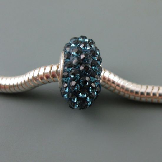 Wholesale European .925 Sterling Silver Charm Beads CZ Midnight Blue Stone