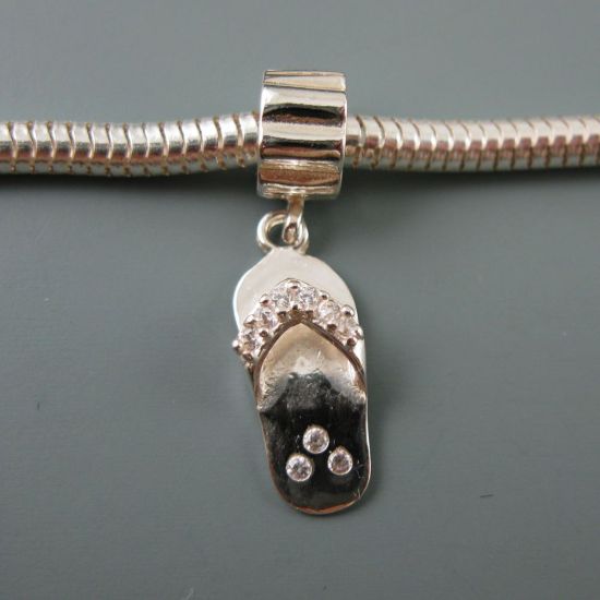 Wholesale European .925 Sterling Silver CZ Sandal Charm Bead