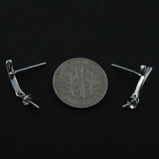 Wholesale Sterling Silver Fancy Dangley Earwire with Threaded Post for Jewelry Making, Wholesale Earwire and Findings