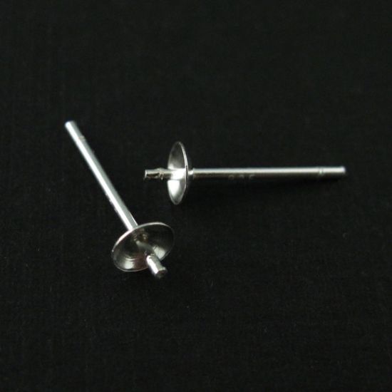 Wholesale Sterling Silver Simple Studs with Post for Half Drilled Stone, Jewelry Making, Wholesale Earwire and Findings