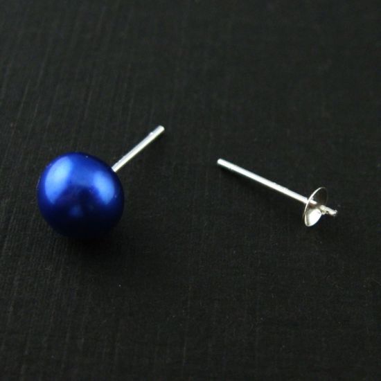 Wholesale Sterling Silver Simple Studs with Post for Half Drilled Stone, Jewelry Making, Wholesale Earwire and Findings