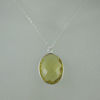 Wholesale Bezel Gemstone Oval Pendant Necklace - Silver Sterling Chain - Lemon Quartz (16-24")