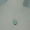 Wholesale Bezel Gemstone Tear Pendant Necklace - Silver Sterling Chain - Aqua Quartz (16-24")