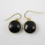 Wholesale Bezel Gemstone Round Pendant Earrings - Gold Plated Hooks - Black Onyx