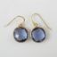Wholesale Bezel Gemstone Round Pendant Earrings - Gold Plated Hooks- Iolite Quartz