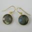 Wholesale Bezel Gemstone Round Pendant Earrings - Gold Plated Hooks - Labradorite