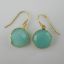Wholesale Bezel Gemstone Round Pendant Earrings - Gold Plated Hooks - Peru Chalcedony