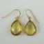 Wholesale Bezel Gemstone Tear Pendant Earrings - Gold Plated Hooks - Lemon Quartz