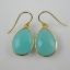 Wholesale Bezel Gemstone Tear Pendant Earrings - Gold Plated Hooks - Peru Chalcedony