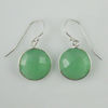 Wholesale Bezel Gemstone Round Pendant Earrings - Sterling Silver Hooks - Prenite Chalcedony