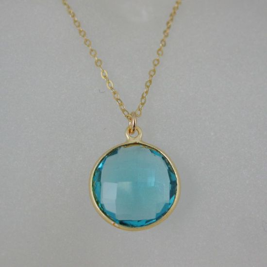 Wholesale Bezel Gemstone Round Pendant Necklace & Earrings-Gold Plated-Blue Quartz (16-24")