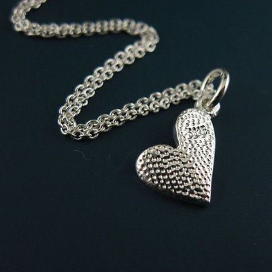 Wholesale 925 Sterling Silver Necklace with Sweet Little Heart Pendant (16-24")
