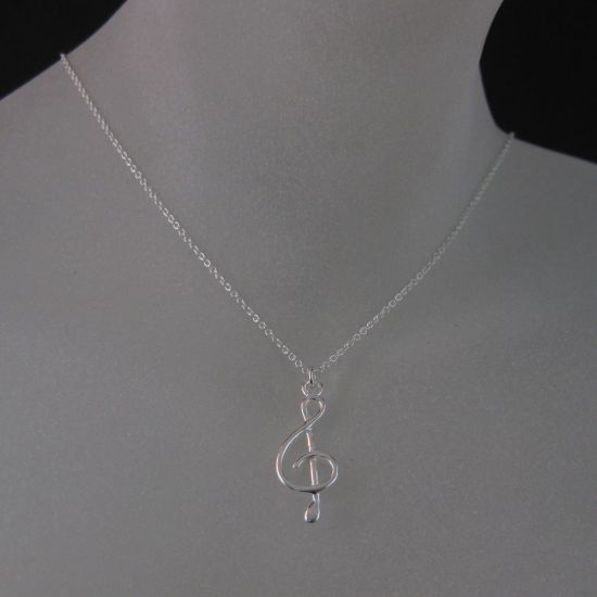 Wholesale 925 Sterling Silver Necklace-Music Note Charm Pendant Necklace (16-24 inch)