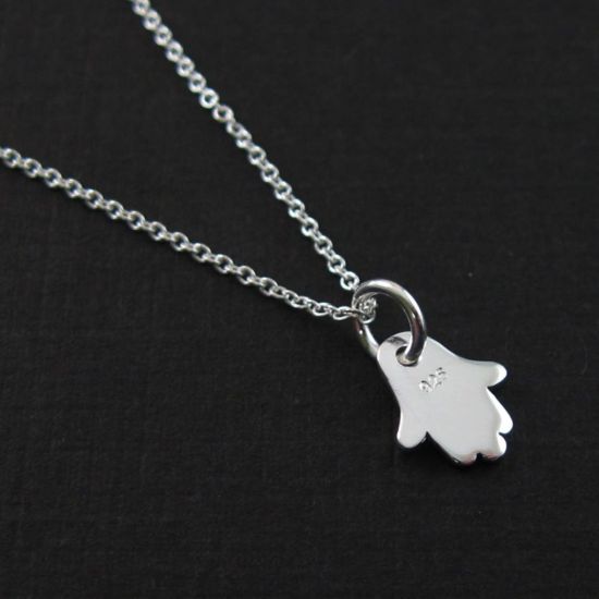 Wholesale 925 Sterling Silver Necklace - Hamsa Hand Charm Pendant Necklace (16-24 inch)