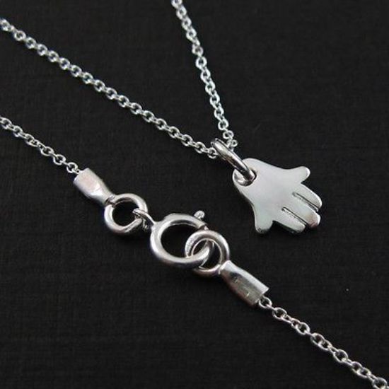 Wholesale 925 Sterling Silver Necklace - Hamsa Hand Charm Pendant Necklace (16-24 inch)
