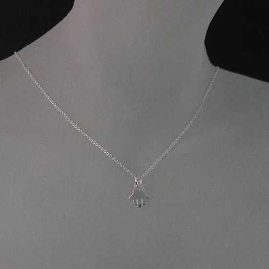 Wholesale 925 Sterling Silver Necklace - Hamsa Hand Charm Pendant Necklace (16-24 inch)