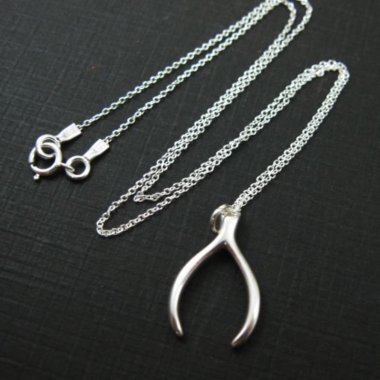 Wholesale 925 Sterling Silver Wishbone Charm Pendant Necklace (16-24 inch)