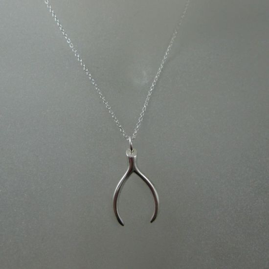 Wholesale 925 Sterling Silver Wishbone Charm Pendant Necklace (16-24 inch)