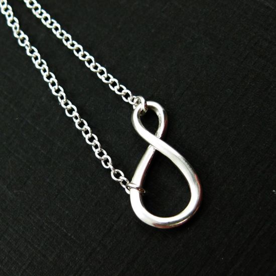 Wholesale 925 Sterling Silver Figure 8-Warped Infinity Charm Pendant Necklace (16-24 inch)