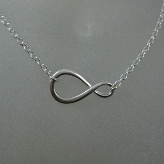 Wholesale 925 Sterling Silver Figure 8-Warped Infinity Charm Pendant Necklace (16-24 inch)