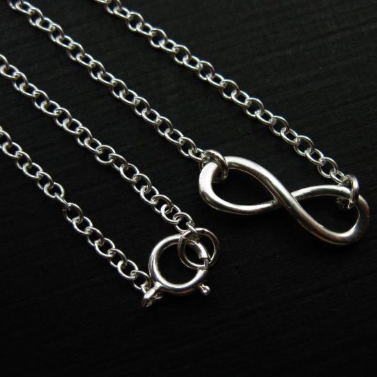 Wholesale 925 Sterling Silver Smooth Infinty Charm Pendant Necklace (16-24 inch)