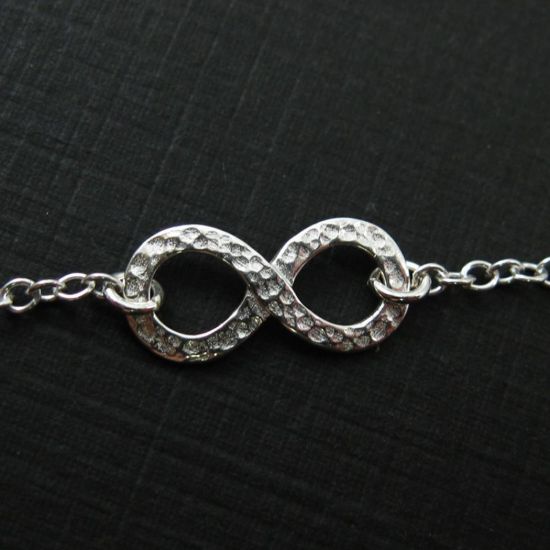 Wholesale 925 Sterling Silver Hammered Infinity Charm Pendant Necklace (16-24 inch)