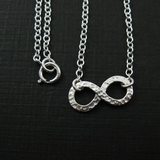 Wholesale 925 Sterling Silver Hammered Infinity Charm Pendant Necklace (16-24 inch)