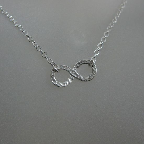 Wholesale 925 Sterling Silver Hammered Infinity Charm Pendant Necklace (16-24 inch)