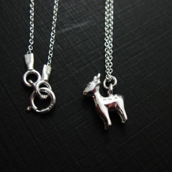 Wholesale 925 Sterling Silver Reindeer Charm Pendant Necklace (16-24 inch)