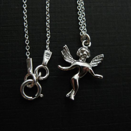 Wholesale 925 Sterling Silver Angel Charm Pendant Necklace (16-24 inch)