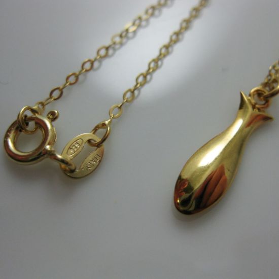 Wholesale 18K Gold Plated Over Sterling Silver VERMEIL Findings - Lovely Fish Charm Pendant Necklace- (16-24 inches)