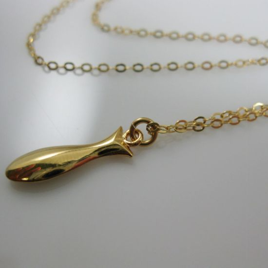 Wholesale 18K Gold Plated Over Sterling Silver VERMEIL Findings - Lovely Fish Charm Pendant Necklace- (16-24 inches)