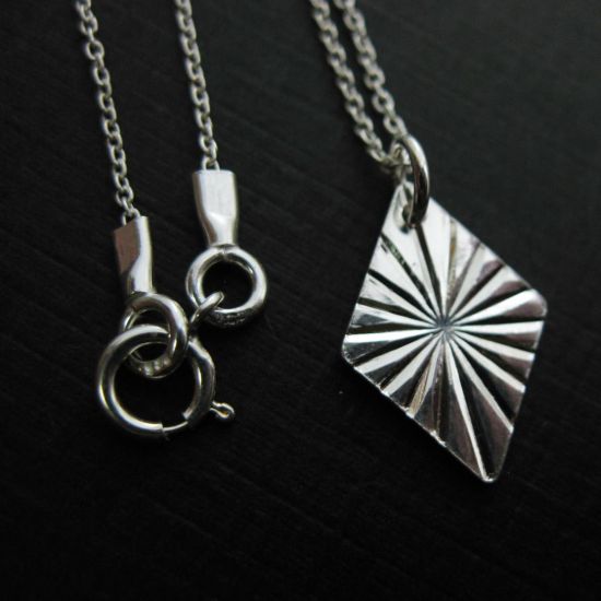 Wholesale 925 Sterling Silver Textured Diamond Charm pendant- (16-24 inches)