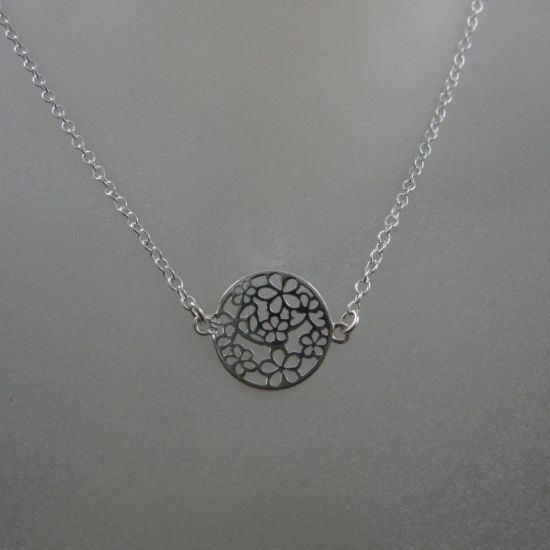 Wholesale 925 Sterling Silver Necklace- Round Flower Connector- (16-24 inches)