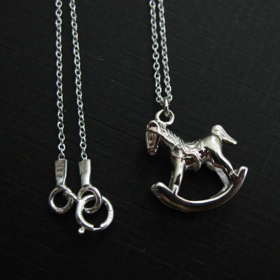 Wholesale 925 Sterling Silver Rockinghorse Charm Pendant Necklace (16-24 inches)