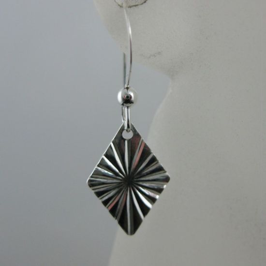 Wholesale 925 Sterling Silver Earrings-Textured Diamond Charm